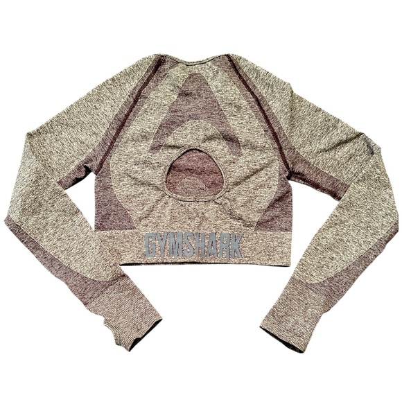 NWOT GYMSHARK Flex Sport Long Sleeve Crop Top woman’s purple berry - Picture 4 of 5